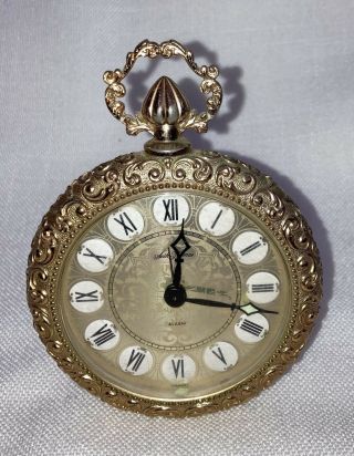 Vintage Gold Tone Seth Thomas Pocket Watch Shaped Desk Alarm Clock Germany