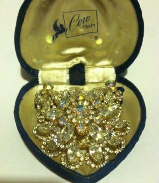 Vintage CoroCraft HUGE Stunning Sparkly Pin Brooch Earrings Juliana Box 2