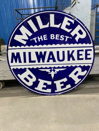 Large Miller Milwaukee Beer Porcelain Enamel Double Sided