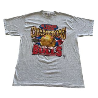 Vtg 90s Chicago Bulls Nba 1998 Finals 6 Time Champions Gray Usa T Shirt Men 