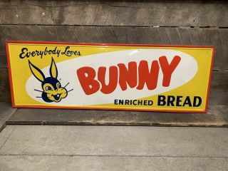 Vintage 1962 Bunny Bread Metal Sign 18”x54”