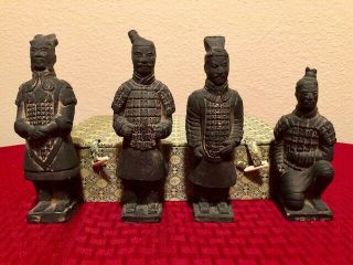 Set Of 4 Terra Cotta Soldiers Vg,  /exc.  Gorgeous Replicas