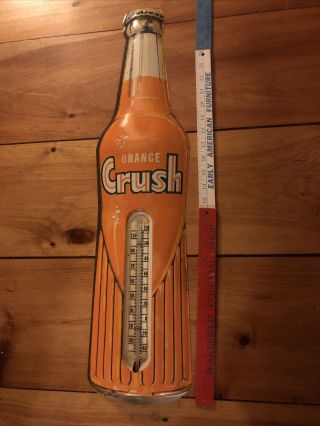Vintage Orange Crush Soda Bottle Thermometer Advertising Sign