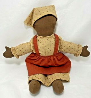 Faceless Rag Doll Handmade Black Americana Folk Art Cloth Doll Vintage 14 " Tall