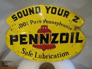 Vintage 1954 Pennzoil Safe Lubrication Motor Oil Sign Double Sided