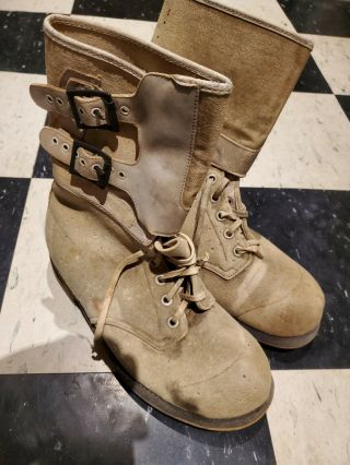 Wwii Ww2 Us Army Gi Winter Double Buckle Arctic Ski Boots Snow Shoes Size Large