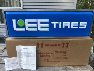 Vintage Nos Lee Tires Lighted Advertising Store Display Sign Gas Oil