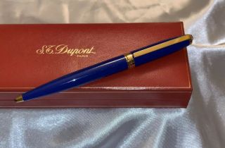 S.  T.  Dupont Fidelio Blue Lacquer With Gold Trim Ballpoint Pen