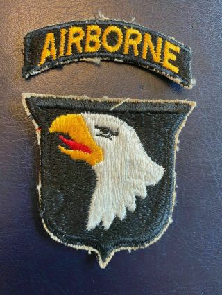 Ww2 101st Airborne Paratrooper Patch Type 2 Insignia & Tab -