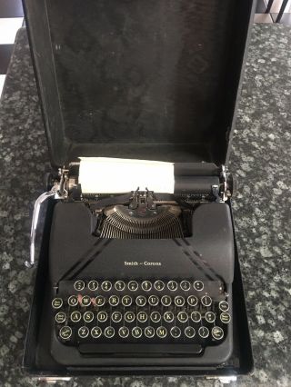 Smith - Corona Sterling Typewriter With Case (4a Model) Vintage 1947