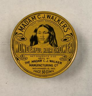Vintage Medical/hair Tin Madam C.  J.  Walker’s Wonderful Hair Grower
