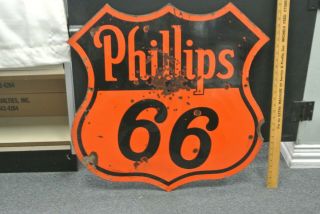 Scarce Double Sided Porcelain Phillips 66 Gas Oil Sign Station Pump