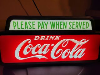 Coca Cola " Please Pay When Served " Circa 1950 Illuminated Sign