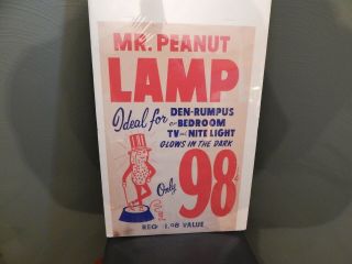 Vintage Mr.  Peanut Store Sign For A Glow In The Dark Lamp