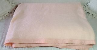 Pretty Vintage Pink Satin Trim Blanket 98” X 94” Bedding