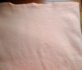 Pretty vintage PINK satin trim blanket 98” x 94” bedding 3