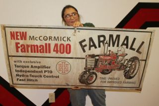 Large Ih International Harvester Farmall 400 Tractor Farm Gas Oil 48 " Metal Sign