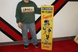 Large Mr.  Peanut Planters Nut Department Candy Store Gas Oil 43 " Metal Sign