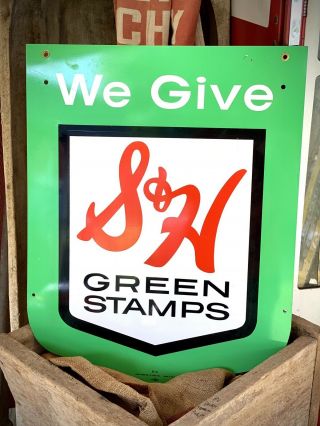 Vintage Double Sided We Give S&h Green Stamps Metal Sign M - 210 Stout Sign Co.
