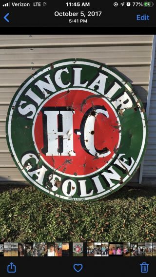 72 In Sinclair Gasoline Porcelain Sign 5