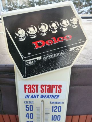 Vintage AC Delco Battery plastic Thermometer Sign GAS OIL GM - 5