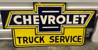 Giant 36 " Chevrolet Truck Service Double Sided Porcelain Metal Gas Oil Sign