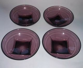 4 Vintage Purple Amethyst Cut Glass Bowls Collectible Quality
