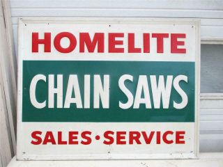 Vintage Homelite Chain Saws Sales Service Embossed Metal Dealer Stout Sign Co