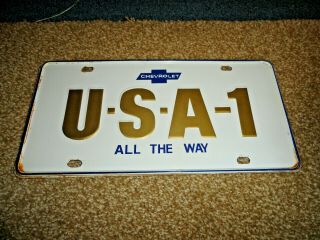 Vintage Chevrolet U - S - A - 1 All The Way License Plate Steel Small Slots