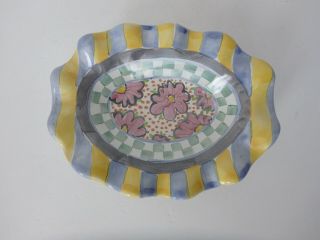 Mackenzie Childs Myrtle Vintage 1983 Floral Fluted Oval Soap Dish.