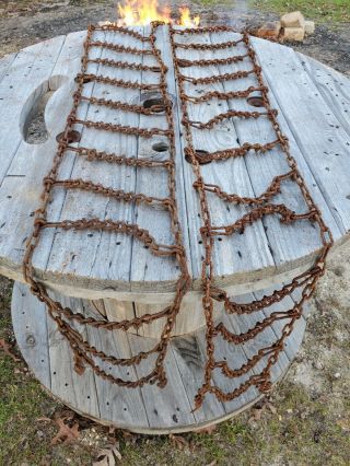 Vintage Rusty Tire Chains 72 " X 11 " (set Of 2) Rustic Decor Repurposing