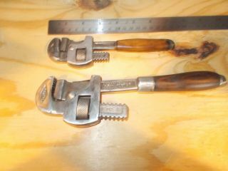 Vintage Walworth & Stillson 8 / 10 Adjustable Pipe Wrench Wood Handle