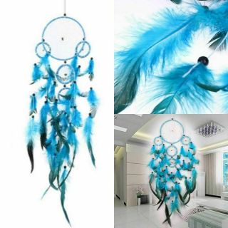 Large Dream Catcher Blue Wall Hanging Decoration Ornament Handmade Feather Craft