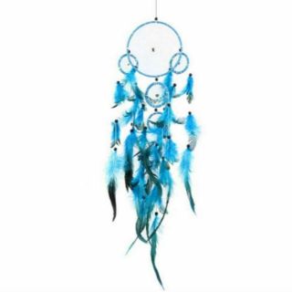 Large Dream Catcher Blue Wall Hanging Decoration Ornament Handmade Feather Craft 2