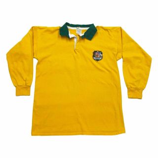 Australia Rugby Union Home Shirt Vintage 80s Umbro Wallabies Yellow Sz 42