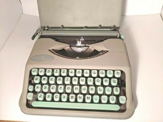 1955 Hermes Rocket Typewriter Seafoam Green With Case