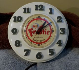 Frostie Root Beer Advertising Clock 1950s Diner,  Restaurant,  Store