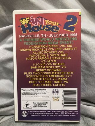 WWF In Your House 2 Silvervision Coliseum Home Video VHS.  Rare.  Vintage wwe 2