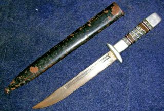 Unusual Wwii Era Theater Made Fighting Knife & Bayonet Scabbard Unique & Solid