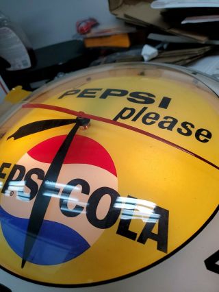 Vintage Pepsi Say Pepsi Please Double Bubble Light Up clock - Great Crack 3