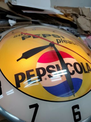 Vintage Pepsi Say Pepsi Please Double Bubble Light Up clock - Great Crack 4