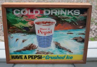 Vintage Pepsi Cup With Crushed Ice Light Up Fountain Sign Cold Drinks