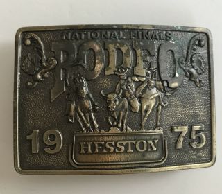 Vintage 1975 Hesston National Finals Rodeo Belt Buckle