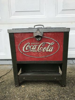 1930’s Vintage Coca Cola Glascock Ice Chest Cooler Advertising Sign