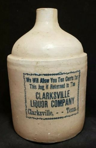 Clarksville Liquor Company Whiskey Jug Clarksville Tennessee Extra
