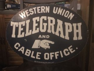 Western Union Telegraph Double Sided Porcelain Sign 2