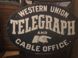 Western Union Telegraph Double Sided Porcelain Sign 5