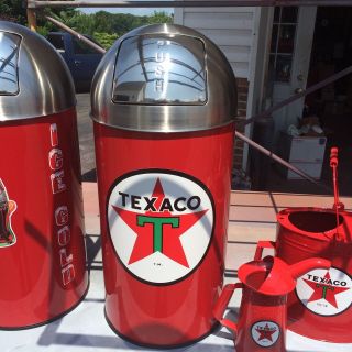 Vintage Style Texaco Star Trash Can Ss Top 29 " Tall 12 Gal.