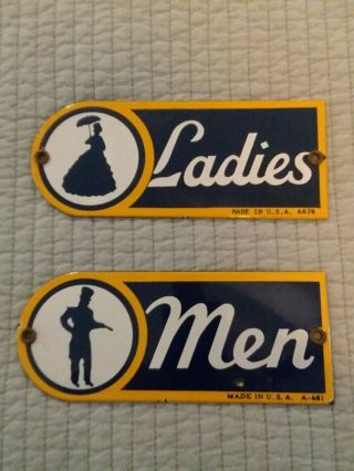 Vintage Sunoco Porcelain Men And Ladies Restroom Signs,  Oil And Gas