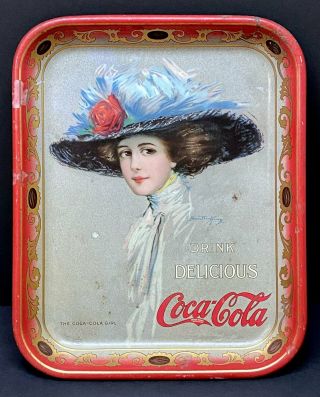 1910 Coca - Cola Tin Lithograph Advertising Tray Hamilton King Tin Litho Coke Tray